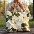 Sac fourre-tout matelassé artisanal - Lys blancs élégants